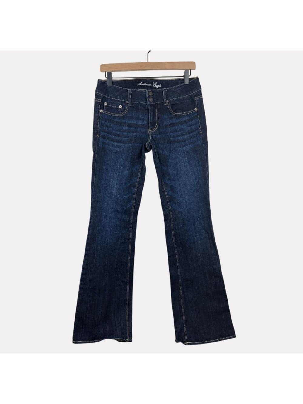 American Eagle Artist Flare Jeans Womens 6 Blue Dark Wash Double Button